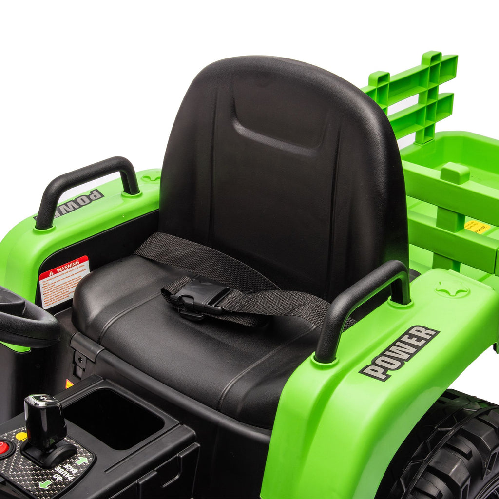 Yeah Depot - Ride on Tractor with Trailer,12V Battery Powered Electric Tractor Toy w/Remote Control,electric car for kids,Three speed adjustable,Power display, USB,MP3 ,Bluetooth,LED light,Two-point safety belt