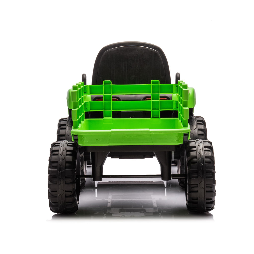 Yeah Depot - Ride on Tractor with Trailer,12V Battery Powered Electric Tractor Toy w/Remote Control,electric car for kids,Three speed adjustable,Power display, USB,MP3 ,Bluetooth,LED light,Two-point safety belt