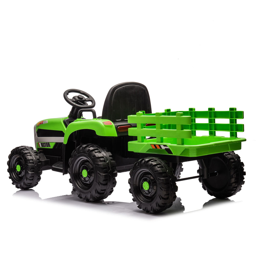 Yeah Depot - Ride on Tractor with Trailer,12V Battery Powered Electric Tractor Toy w/Remote Control,electric car for kids,Three speed adjustable,Power display, USB,MP3 ,Bluetooth,LED light,Two-point safety belt