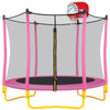 Yeah Depot - 5.5FT Trampoline for Kids - 65'' Outdoor & Indoor Mini Toddler Trampoline with Enclosure, Basketball Hoop and Ball Included