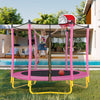 Yeah Depot - 5.5FT Trampoline for Kids - 65'' Outdoor & Indoor Mini Toddler Trampoline with Enclosure, Basketball Hoop and Ball Included