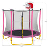 Yeah Depot - 5.5FT Trampoline for Kids - 65'' Outdoor & Indoor Mini Toddler Trampoline with Enclosure, Basketball Hoop and Ball Included