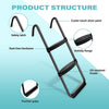 Yeah Depot - Simple Deluxe Trampoline Ladder with Horizontal Wide Steps Skid-Proof Steps Simple Deluxe 12FT 14FT Trampoline Stairs Accessories, Universal Hook UV Treated Steel 220 lbs, Trampoline Parts Black
