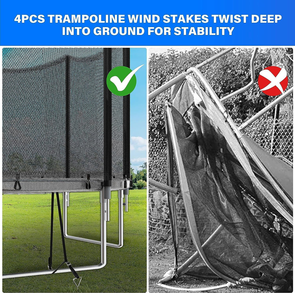 Yeah Depot - Simple Deluxe Trampoline for Kids with Safety Enclosure Net Wind Stakes 12FT Simple Deluxe 400LBS Weight Capacity Outdoor Backyards Trampolines with Non-Slip Ladder for Children Adults Family, Black