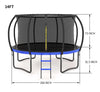 Yeah Depot - 14FT Outdoor Big Trampoline With Inner Safety Enclosure Net, Ladder, PVC Spring Cover Padding, For Kids, Black&Blue Color