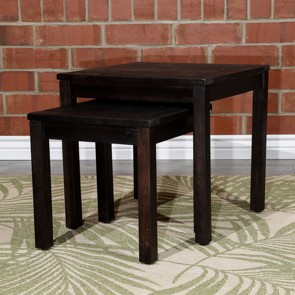 Yeah Depot - 2-Piece Eucalyptus Nesting Table Set, Espresso