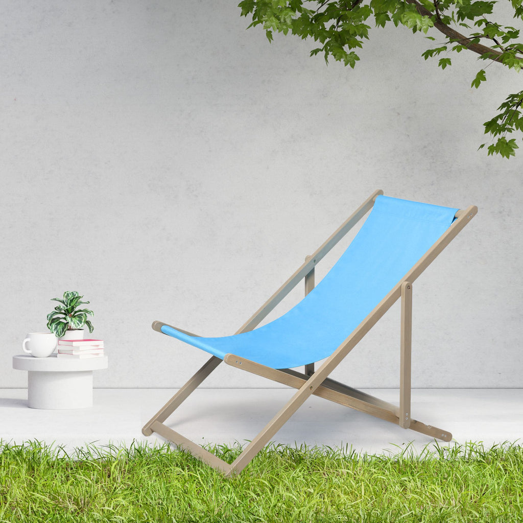 Yeah Depot - Beach Sling Patio Chair Set of 2,Wooden Folding Outdoor Chairs for Outside 3 Level Height Adjustable, Portable Reclining Beach Chair