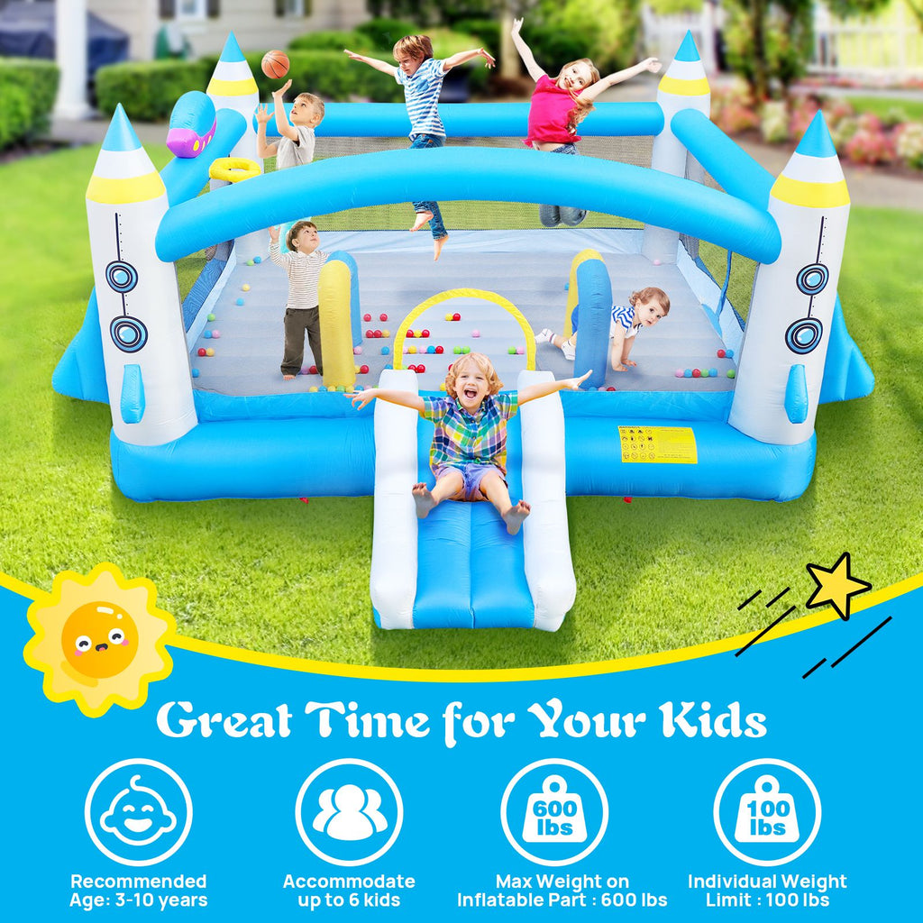 Yeah Depot - Multifunctional Jump 'n Slide Inflatable Bouncer for Kids Complete Setup with Blower - 198'' x 180'' Play Area - 96'' Tall