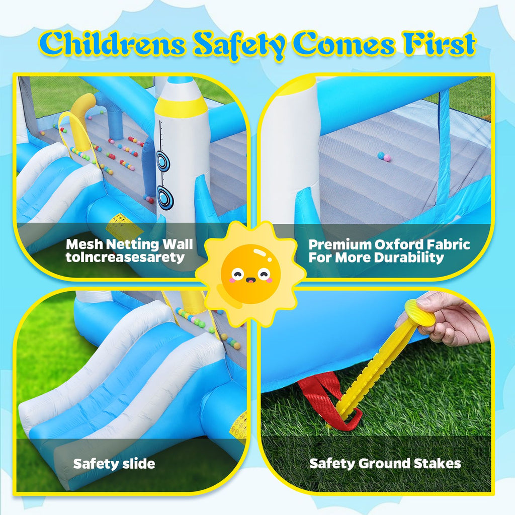 Yeah Depot - Multifunctional Jump 'n Slide Inflatable Bouncer for Kids Complete Setup with Blower - 198'' x 180'' Play Area - 96'' Tall