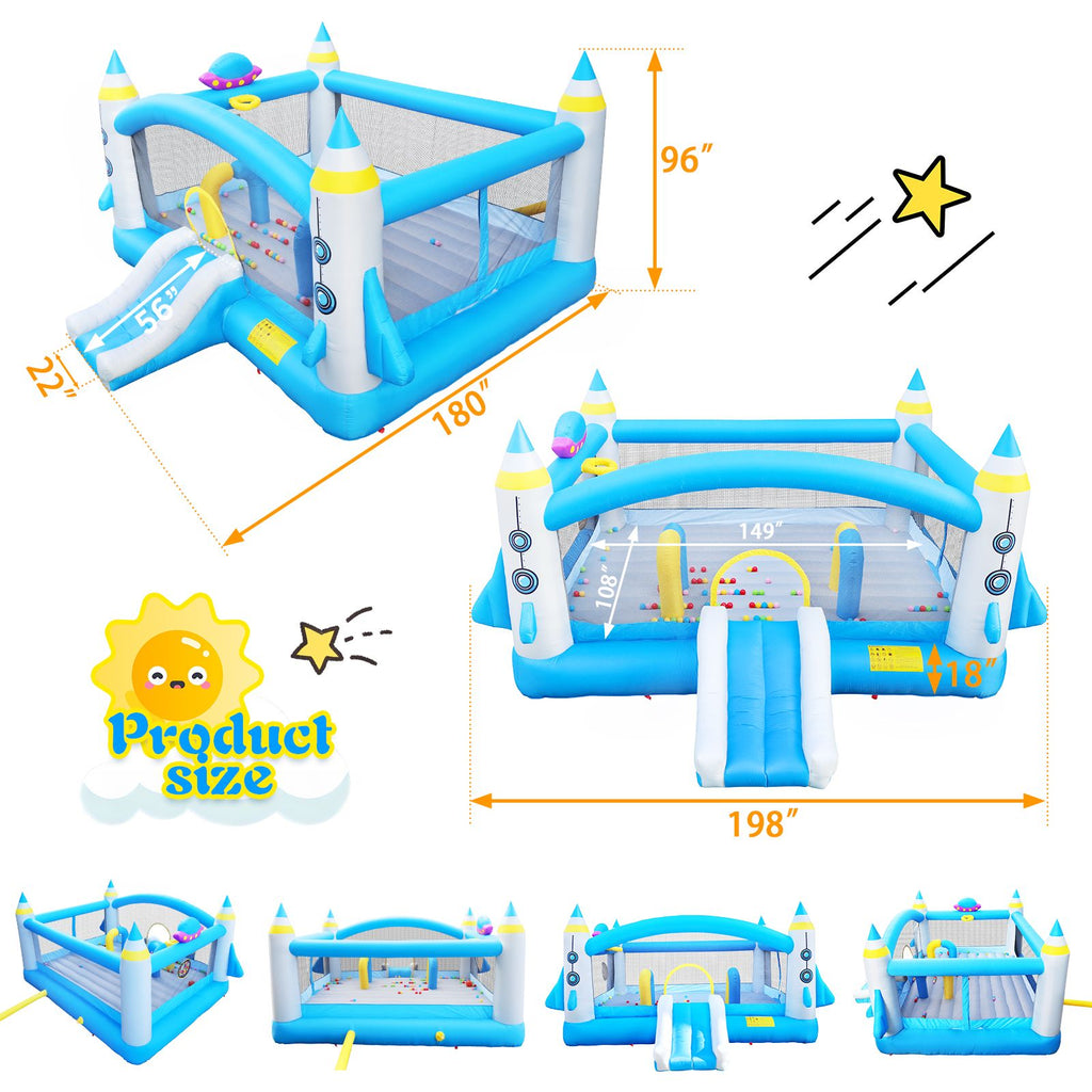Yeah Depot - Multifunctional Jump 'n Slide Inflatable Bouncer for Kids Complete Setup with Blower - 198'' x 180'' Play Area - 96'' Tall