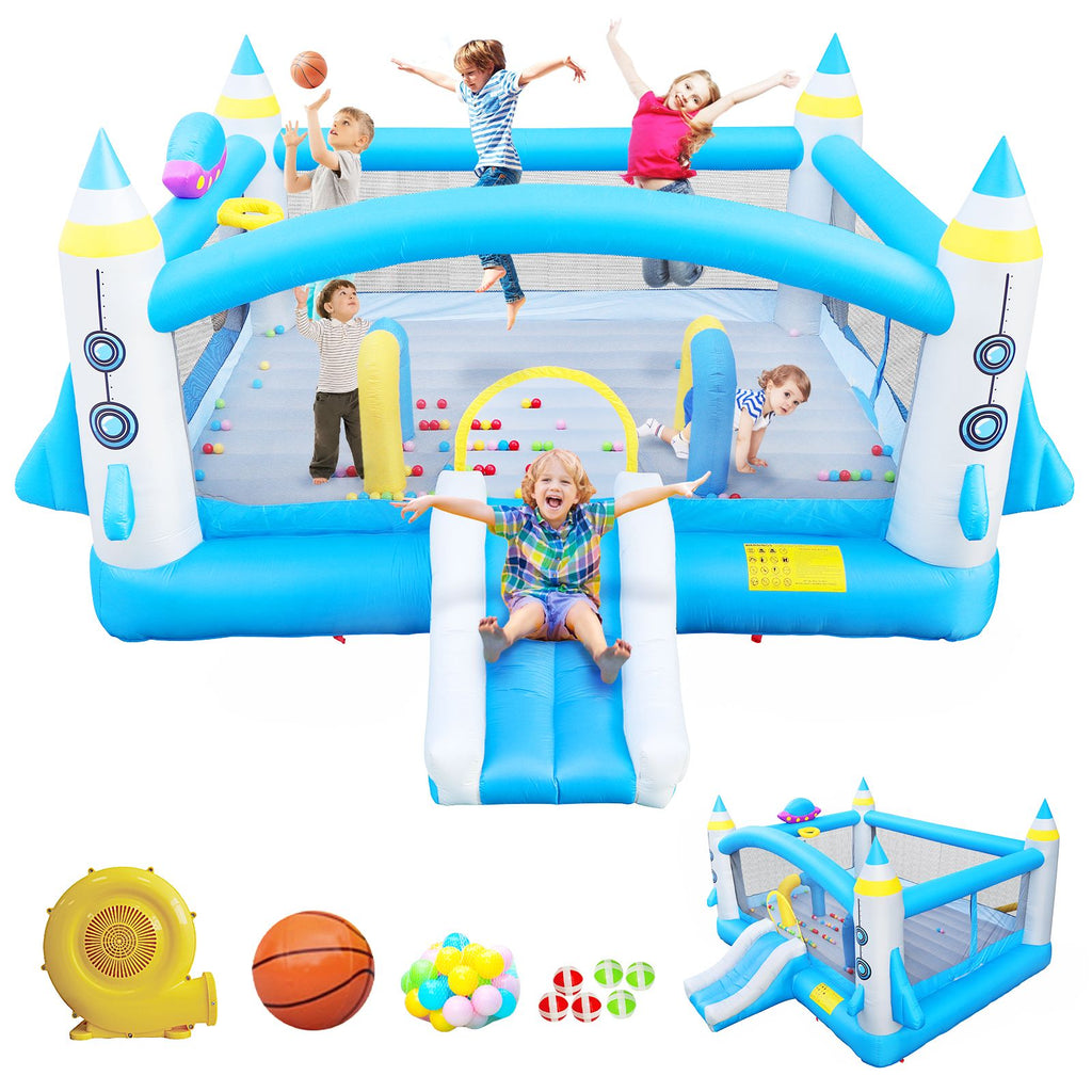 Yeah Depot - Multifunctional Jump 'n Slide Inflatable Bouncer for Kids Complete Setup with Blower - 198'' x 180'' Play Area - 96'' Tall