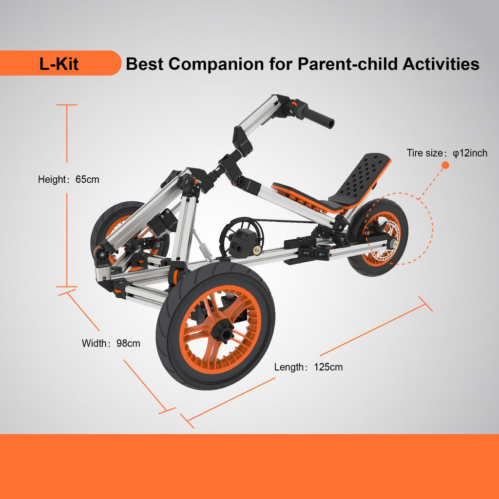 Yeah Depot - KidRock Buildable Kit 20 in 1 Kids Go Kart Set, Suitable for 1 to 8 Years Old, Two Wheel Bike, Three Wheel Bike, Go Kart, Sit/Stand Scooter, etc. Most Popular L Kit (Non Electric)