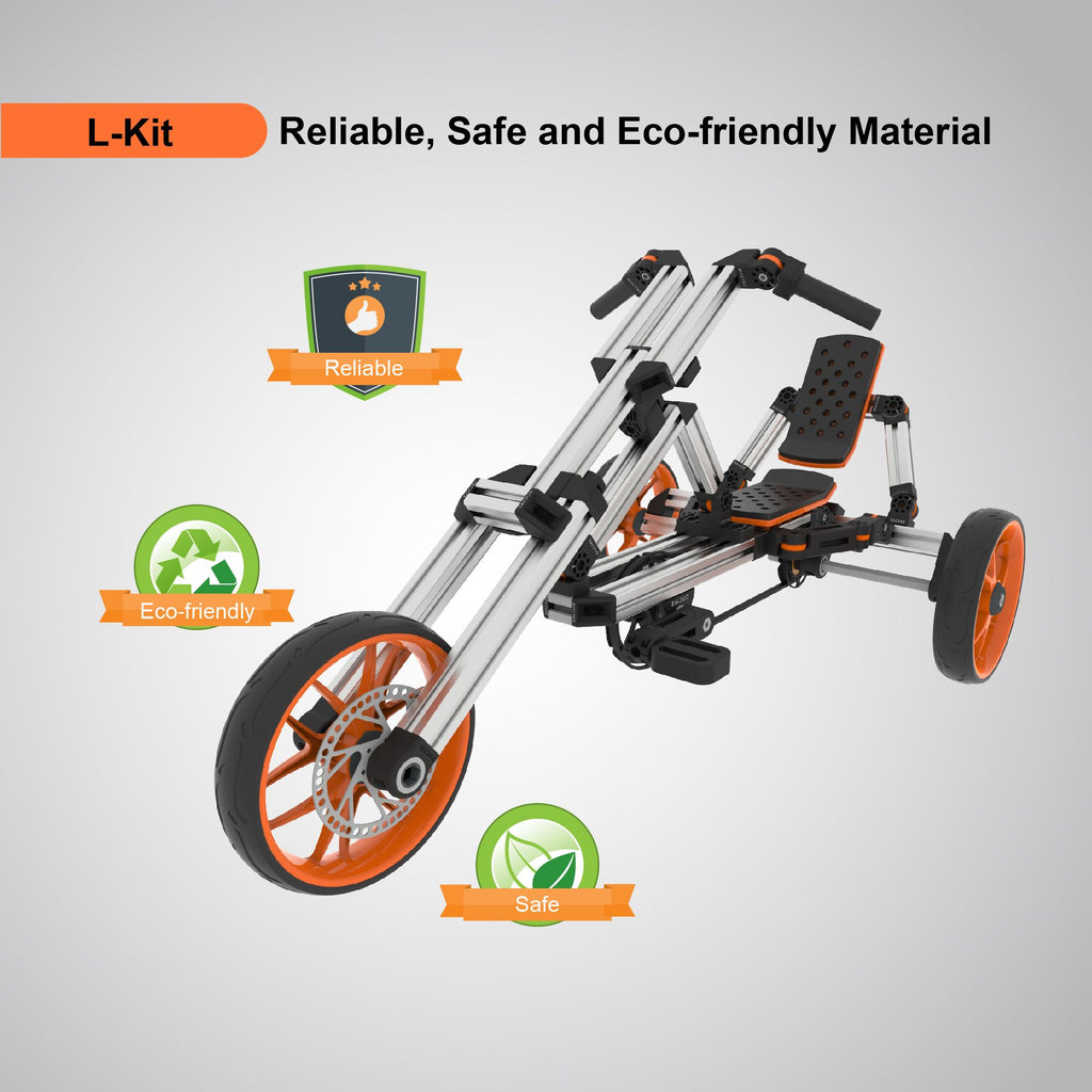 Yeah Depot - KidRock Buildable Kit 20 in 1 Kids Go Kart Set, Suitable for 1 to 8 Years Old, Two Wheel Bike, Three Wheel Bike, Go Kart, Sit/Stand Scooter, etc. Most Popular L Kit (Non Electric)
