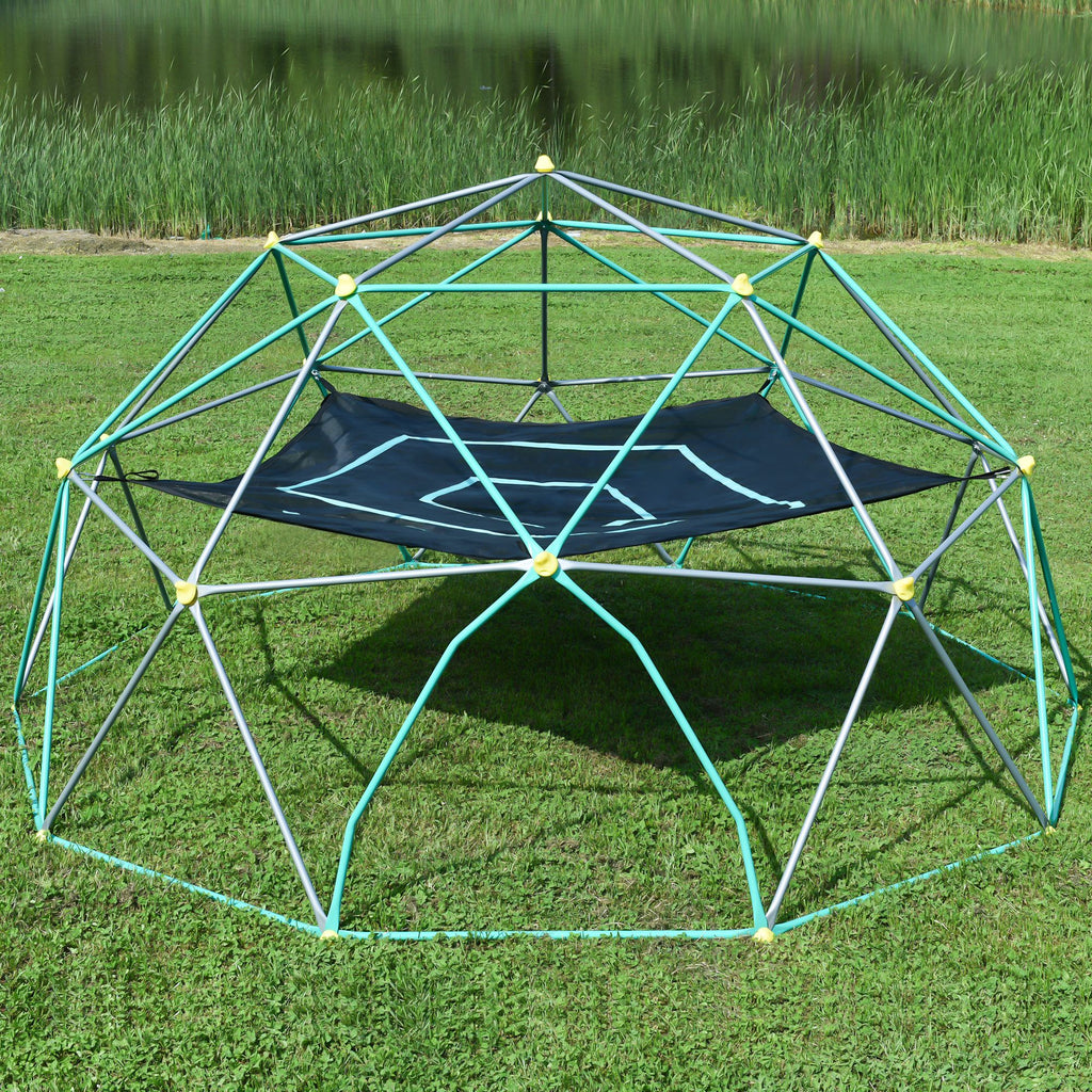 Yeah Depot - 13ft Geometric Dome Climber Play Center, Kids Climbing Dome Tower with Hammock, Rust & UV Resistant Steel Supporting 1000 LBS