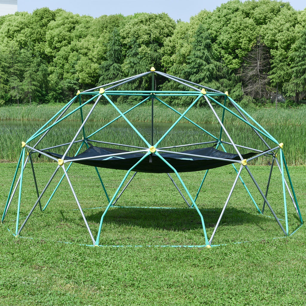 Yeah Depot - 13ft Geometric Dome Climber Play Center, Kids Climbing Dome Tower with Hammock, Rust & UV Resistant Steel Supporting 1000 LBS