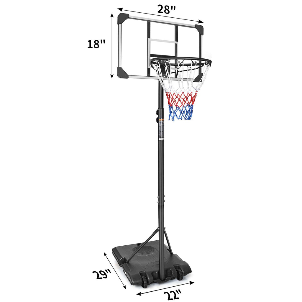 Yeah Depot - Portable Basketball Goal System with Stable Base and Wheels, use for Indoor Outdoor teenagers youth height adjustable 5.6 to 7ft Basketball Hoop 28 Inch Backboard