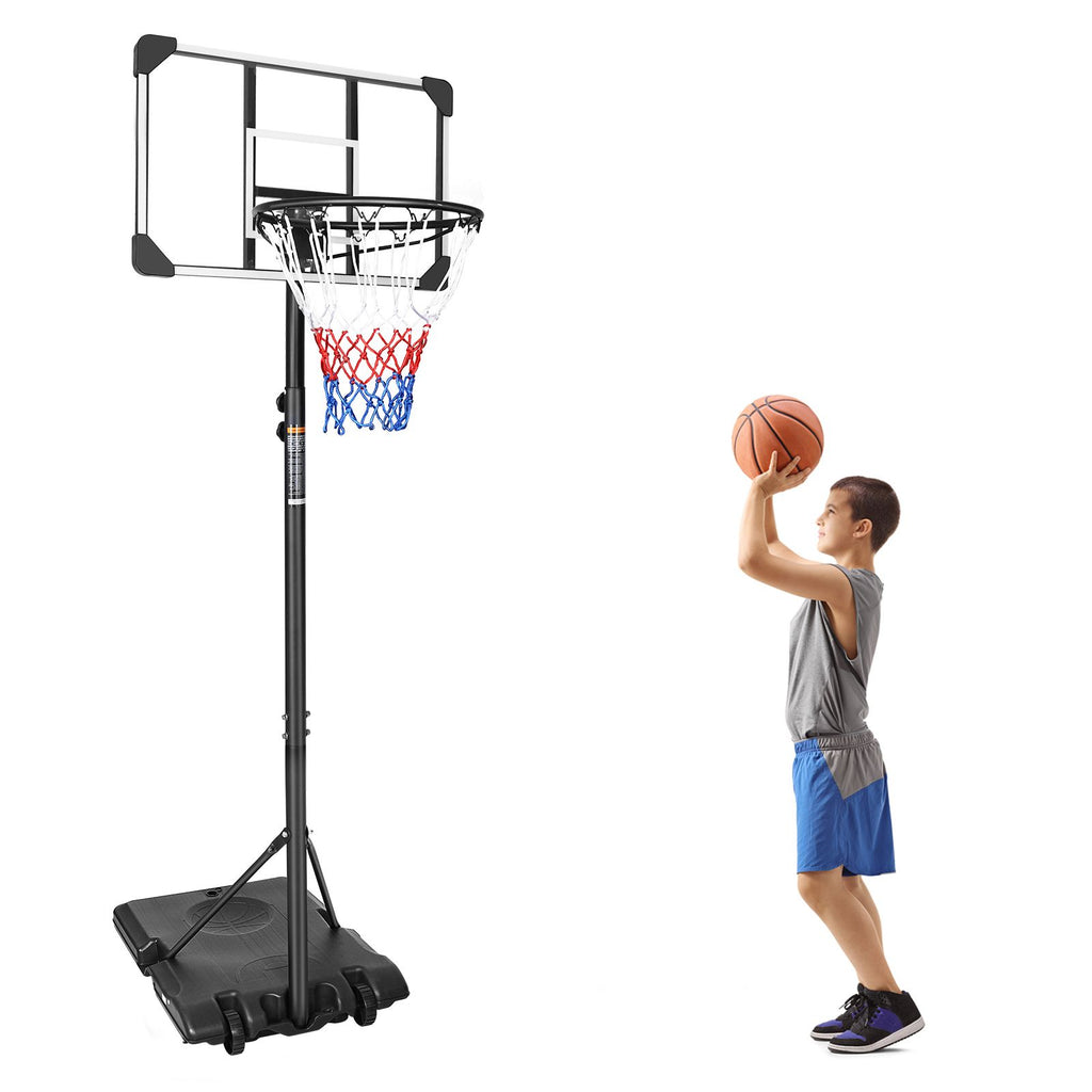 Yeah Depot - Portable Basketball Goal System with Stable Base and Wheels, use for Indoor Outdoor teenagers youth height adjustable 5.6 to 7ft Basketball Hoop 28 Inch Backboard