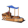 Yeah Depot - Outsunny Pirate Ship Sandbox with Cover and Rudder, Wooden Sandbox with Storage Bench and Seat, Outdoor Toy for Kids Ages 3-8 Years Old