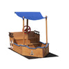 Yeah Depot - Outsunny Pirate Ship Sandbox with Cover and Rudder, Wooden Sandbox with Storage Bench and Seat, Outdoor Toy for Kids Ages 3-8 Years Old
