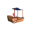 Yeah Depot - Outsunny Pirate Ship Sandbox with Cover and Rudder, Wooden Sandbox with Storage Bench and Seat, Outdoor Toy for Kids Ages 3-8 Years Old