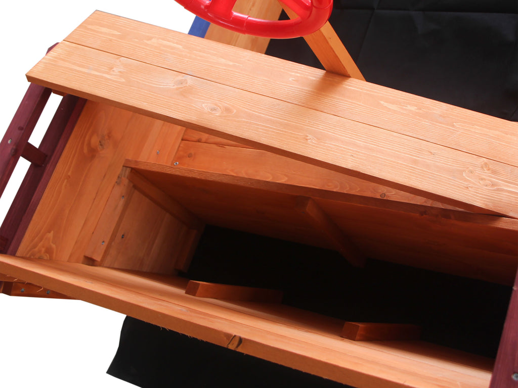 Yeah Depot - Outsunny Pirate Ship Sandbox with Cover and Rudder, Wooden Sandbox with Storage Bench and Seat, Outdoor Toy for Kids Ages 3-8 Years Old