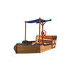 Yeah Depot - Outsunny Pirate Ship Sandbox with Cover and Rudder, Wooden Sandbox with Storage Bench and Seat, Outdoor Toy for Kids Ages 3-8 Years Old