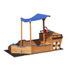 Yeah Depot - Outsunny Pirate Ship Sandbox with Cover and Rudder, Wooden Sandbox with Storage Bench and Seat, Outdoor Toy for Kids Ages 3-8 Years Old
