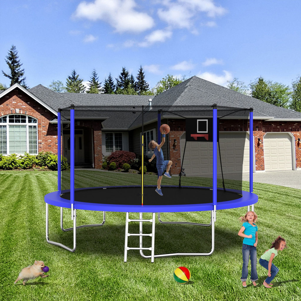 Yeah Depot - 14FT Trampoline ,Sports Fitness Trampolines with Enclosure Net, Recreational Trampolines for Outdoor Indoor