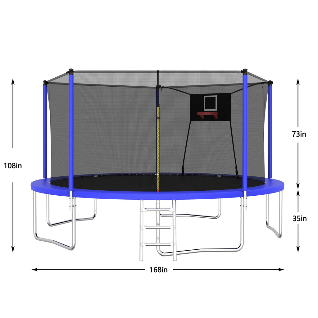 Yeah Depot - 14FT Trampoline ,Sports Fitness Trampolines with Enclosure Net, Recreational Trampolines for Outdoor Indoor