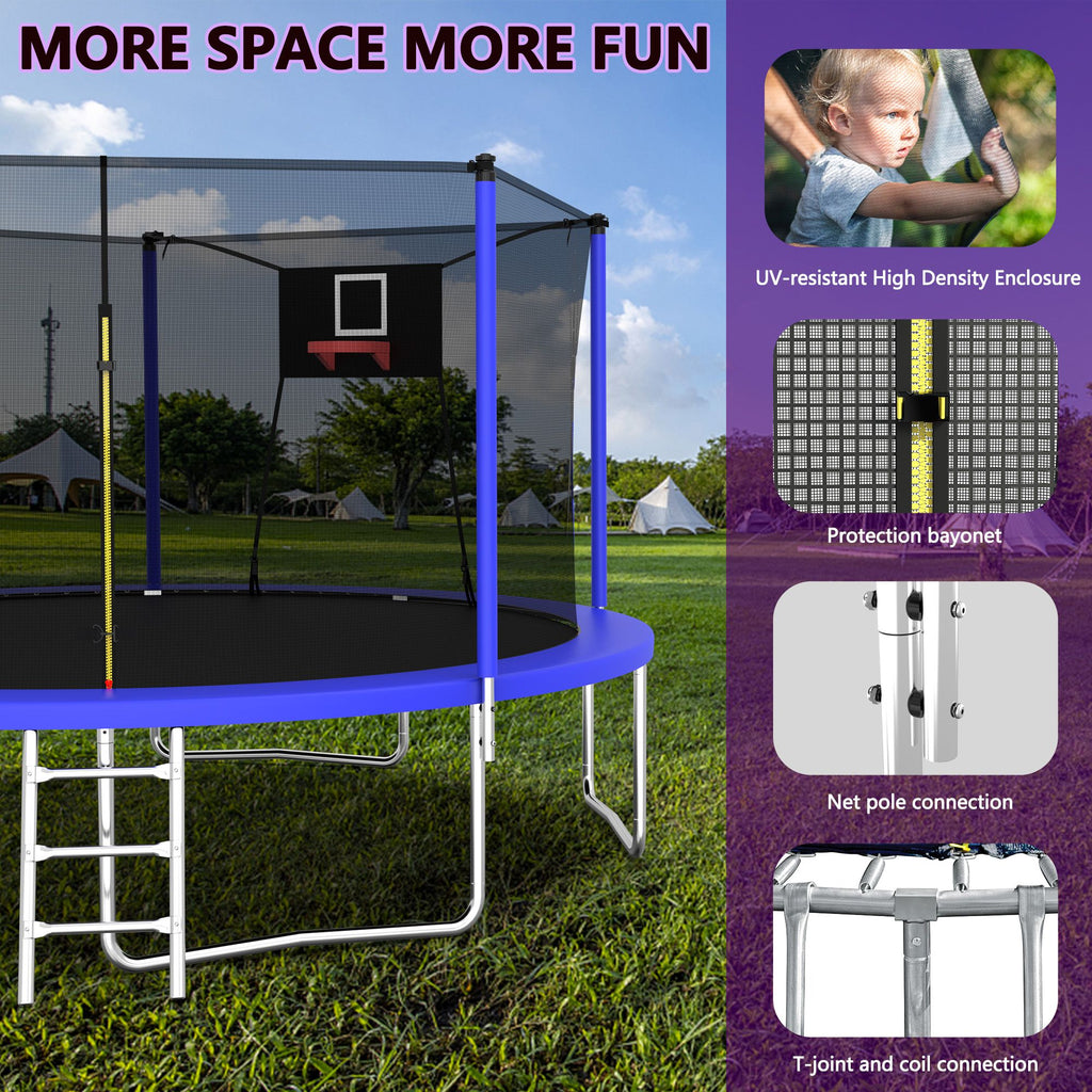Yeah Depot - 14FT Trampoline ,Sports Fitness Trampolines with Enclosure Net, Recreational Trampolines for Outdoor Indoor