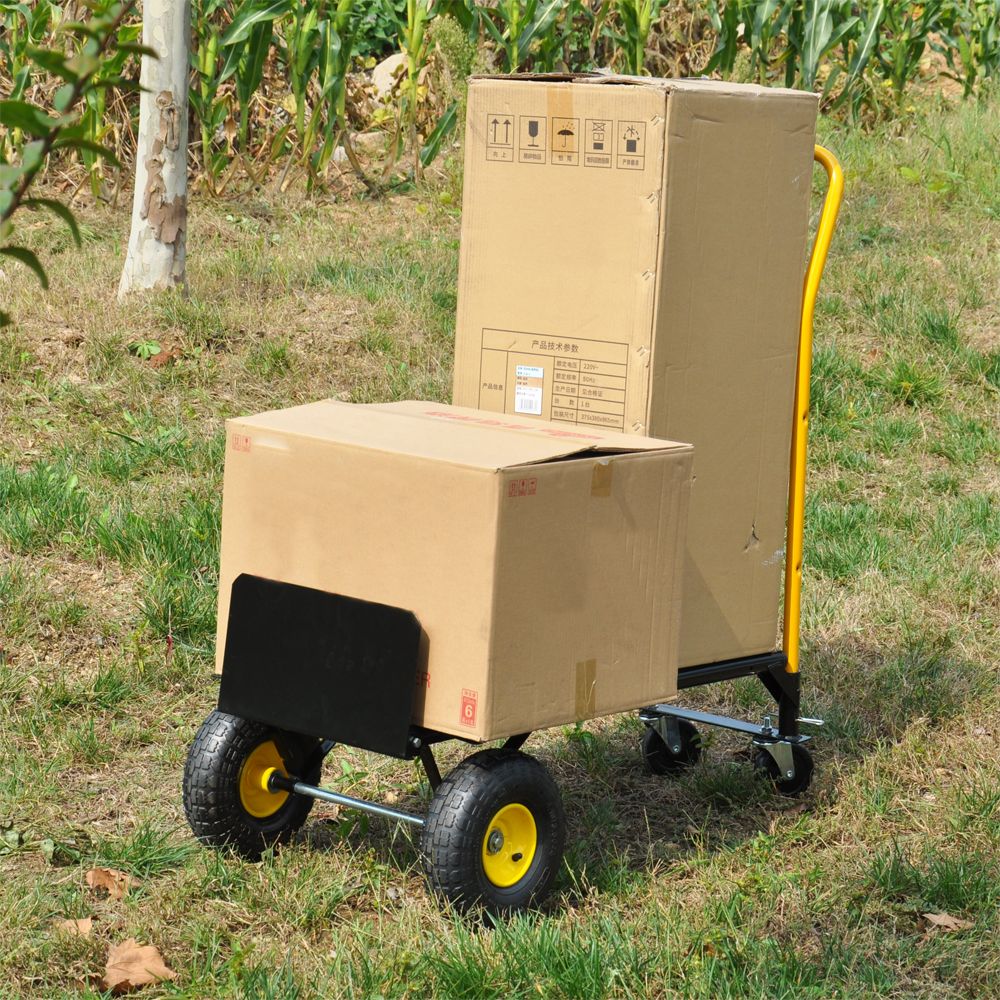 Yeah Depot - HT1006BK-YL Hand Truck Dual Purpose 2 Wheel Dolly Cart and 4 Wheel Push Cart with Swivel Wheels 330 Lbs Capacity Heavy Duty Platform Cart for Moving/Warehouse/Garden/Grocery