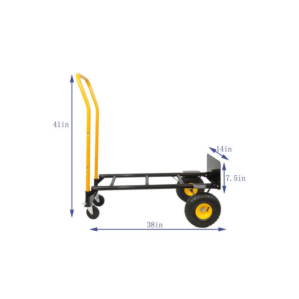 Yeah Depot - HT1006BK-YL Hand Truck Dual Purpose 2 Wheel Dolly Cart and 4 Wheel Push Cart with Swivel Wheels 330 Lbs Capacity Heavy Duty Platform Cart for Moving/Warehouse/Garden/Grocery