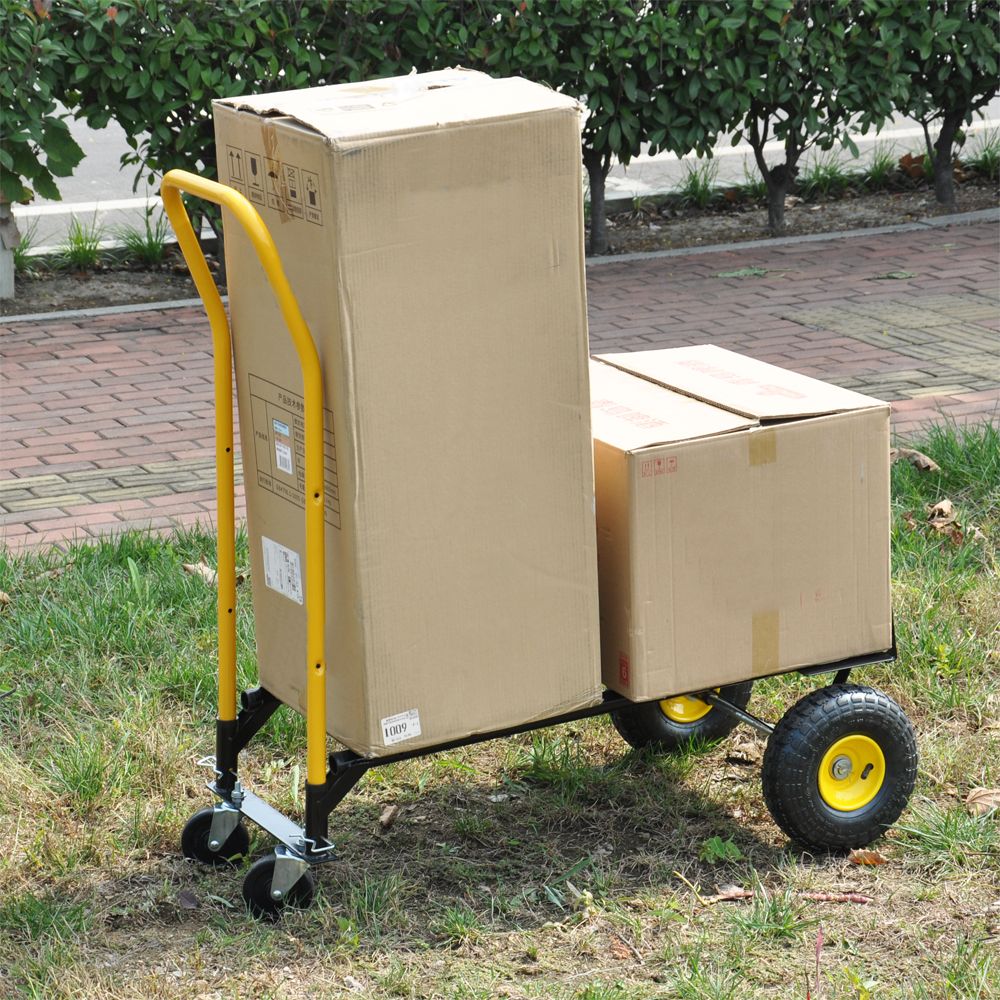 Yeah Depot - HT1006BK-YL Hand Truck Dual Purpose 2 Wheel Dolly Cart and 4 Wheel Push Cart with Swivel Wheels 330 Lbs Capacity Heavy Duty Platform Cart for Moving/Warehouse/Garden/Grocery