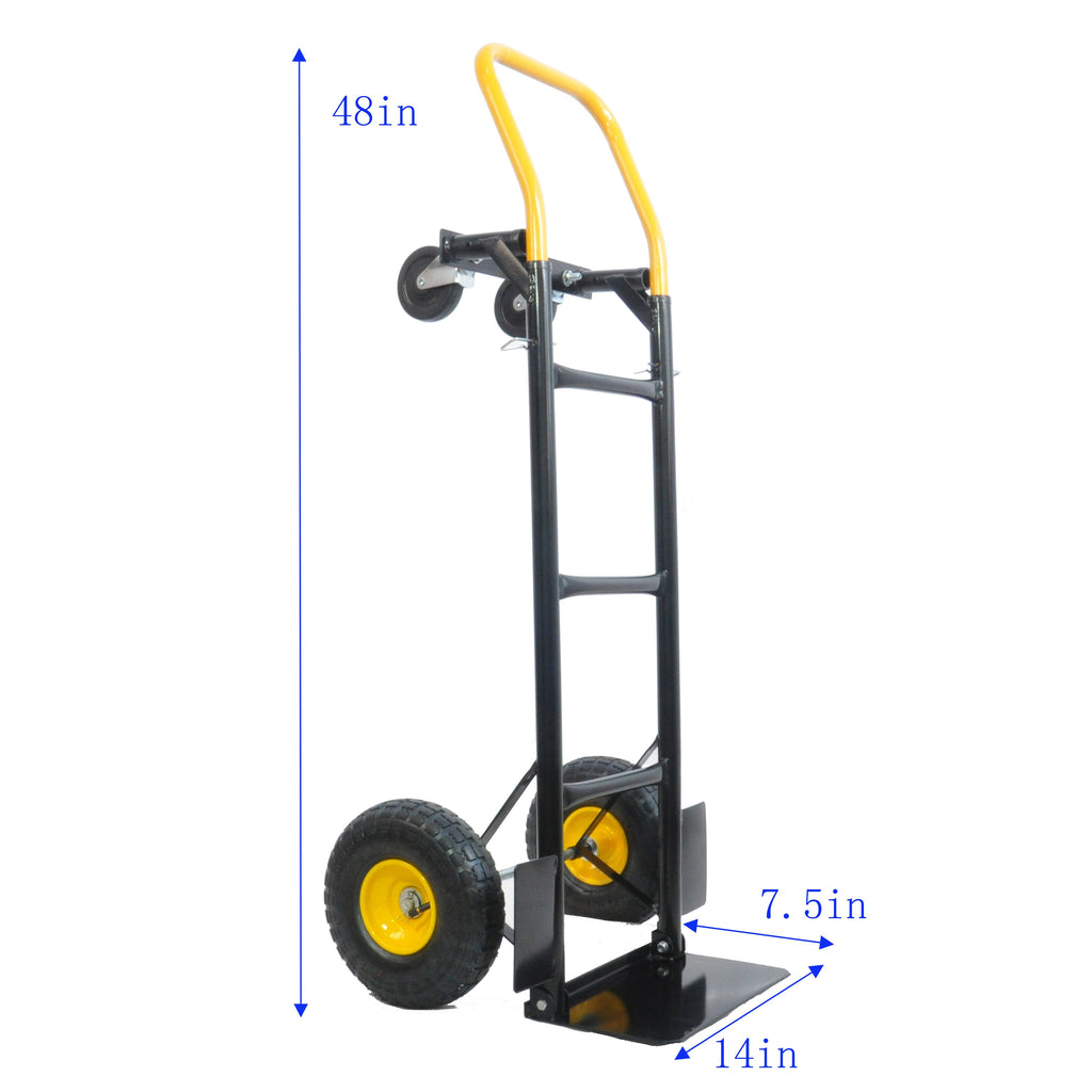 Yeah Depot - HT1006BK-YL Hand Truck Dual Purpose 2 Wheel Dolly Cart and 4 Wheel Push Cart with Swivel Wheels 330 Lbs Capacity Heavy Duty Platform Cart for Moving/Warehouse/Garden/Grocery