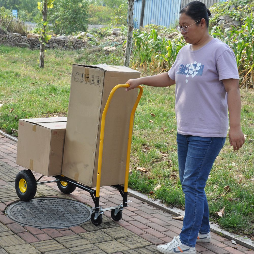 Yeah Depot - HT1006BK-YL Hand Truck Dual Purpose 2 Wheel Dolly Cart and 4 Wheel Push Cart with Swivel Wheels 330 Lbs Capacity Heavy Duty Platform Cart for Moving/Warehouse/Garden/Grocery
