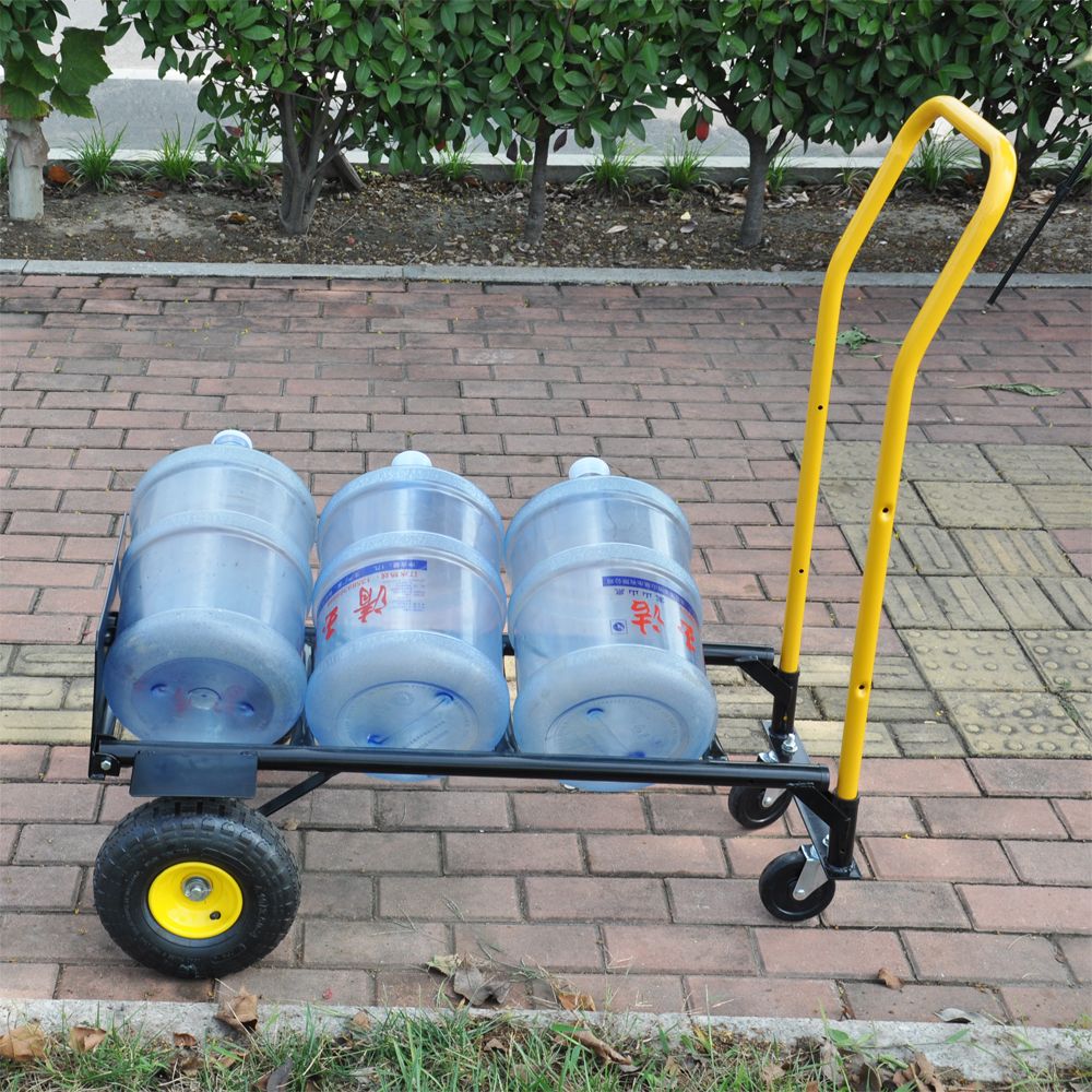Yeah Depot - HT1006BK-YL Hand Truck Dual Purpose 2 Wheel Dolly Cart and 4 Wheel Push Cart with Swivel Wheels 330 Lbs Capacity Heavy Duty Platform Cart for Moving/Warehouse/Garden/Grocery