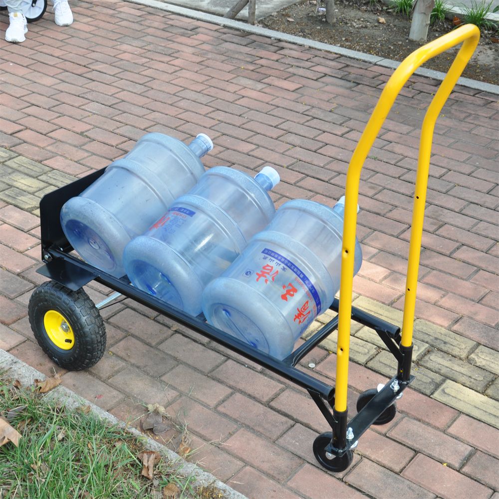 Yeah Depot - HT1006BK-YL Hand Truck Dual Purpose 2 Wheel Dolly Cart and 4 Wheel Push Cart with Swivel Wheels 330 Lbs Capacity Heavy Duty Platform Cart for Moving/Warehouse/Garden/Grocery