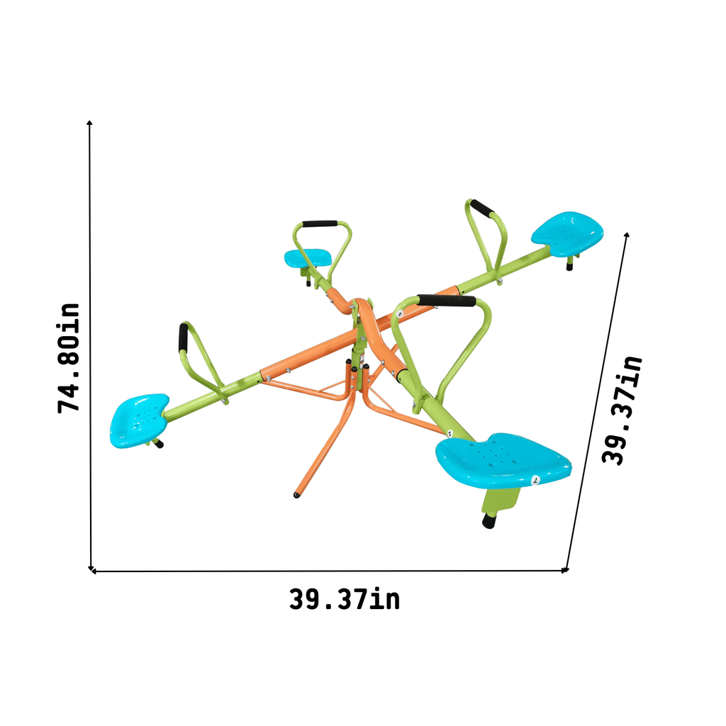 Yeah Depot - XSS004 outdoor playground four seats seesaw for kids 360 degree rotating sturdy plastic seat seesaw for kids seesaw blue and green for kids age 3+