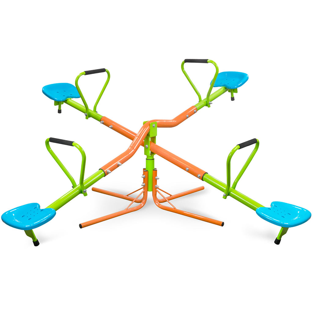 Yeah Depot - XSS004 outdoor playground four seats seesaw for kids 360 degree rotating sturdy plastic seat seesaw for kids seesaw blue and green for kids age 3+