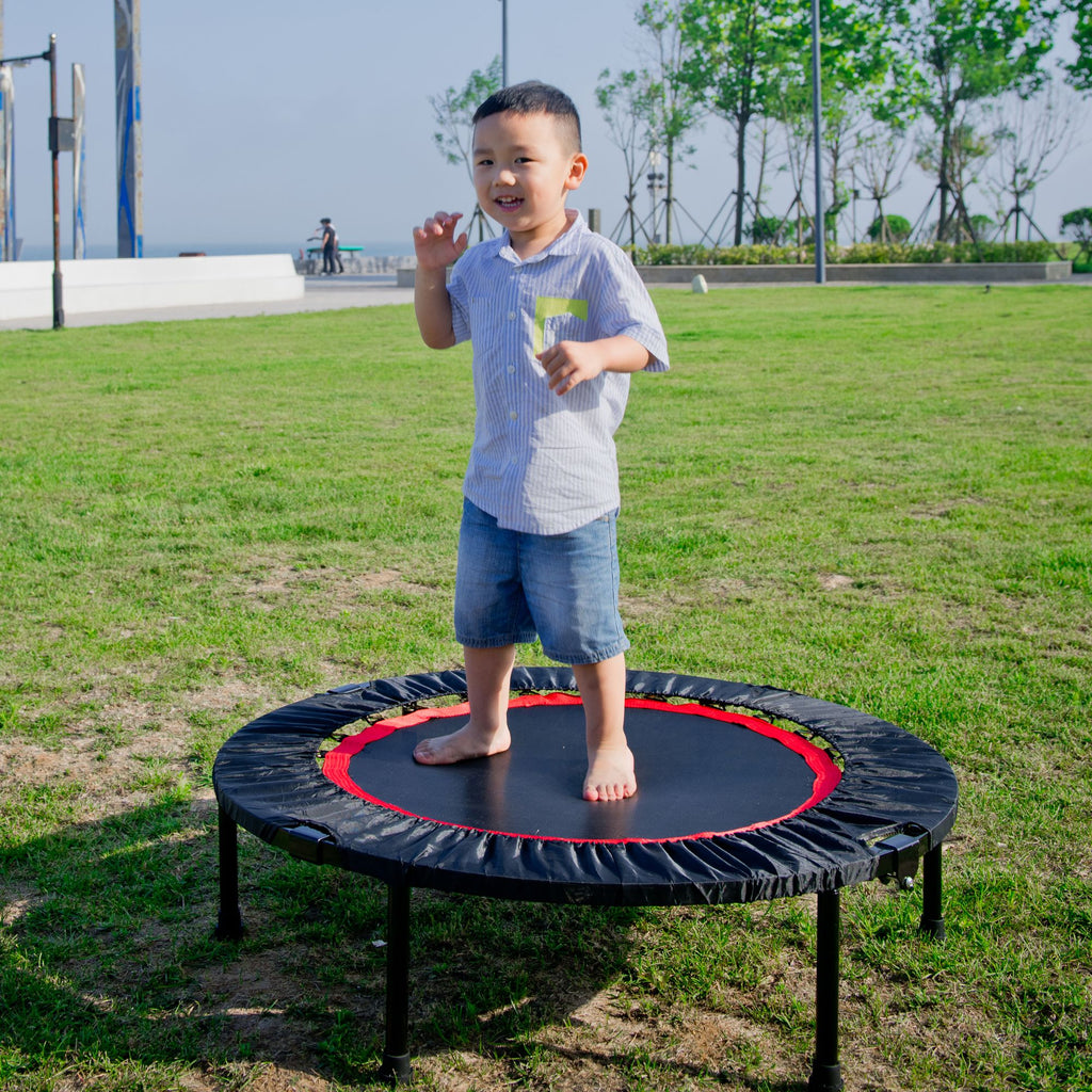 Yeah Depot - 40 Inch Mini Exercise Trampoline for Adults or Kids - Indoor Fitness Rebounder Trampoline with Safety Pad | Max