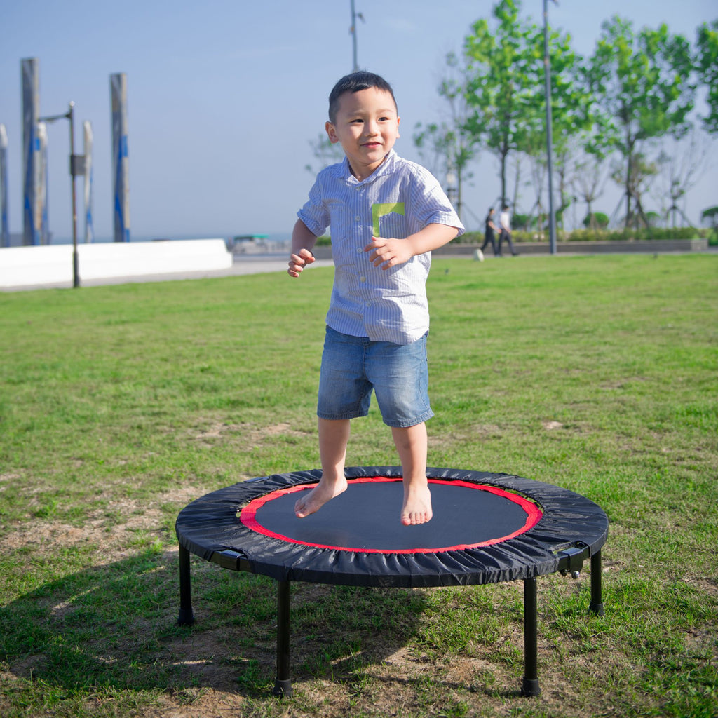 Yeah Depot - 40 Inch Mini Exercise Trampoline for Adults or Kids - Indoor Fitness Rebounder Trampoline with Safety Pad | Max