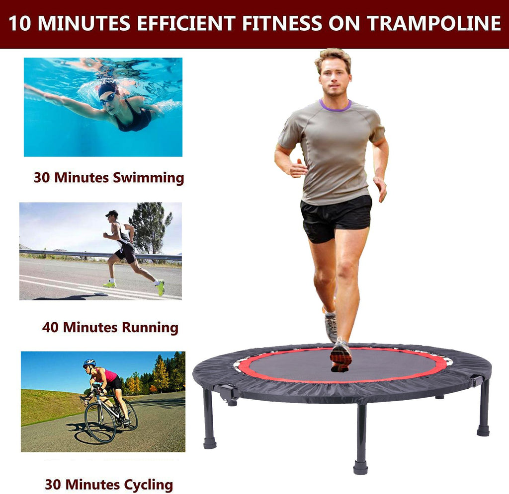 Yeah Depot - 40 Inch Mini Exercise Trampoline for Adults or Kids - Indoor Fitness Rebounder Trampoline with Safety Pad | Max