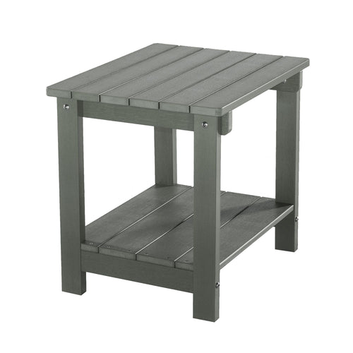 Yeah Depot - Key West Weather Resistant Outdoor Indoor Plastic Wood End Table, Patio Rectangular Side table, Small table for Deck, Backyards, Lawns, Poolside, and Beaches, Grey