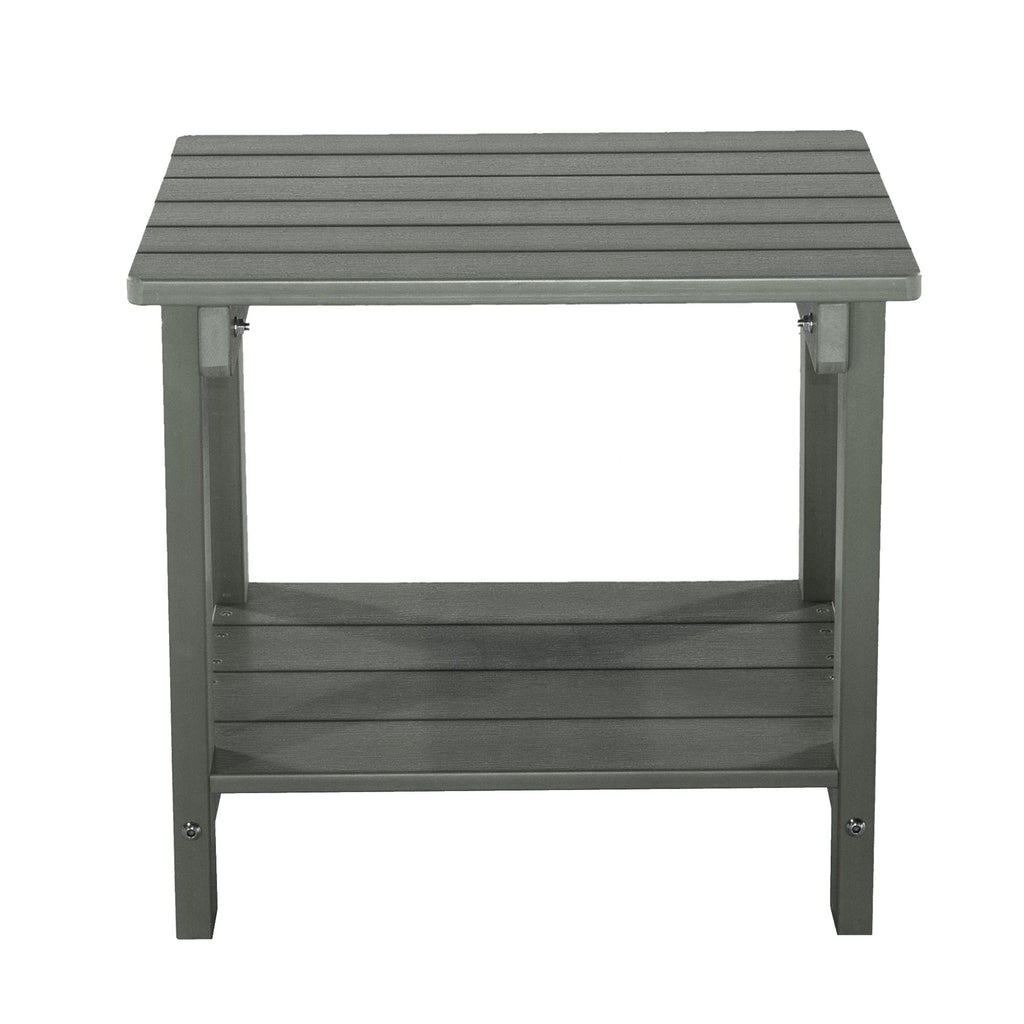 Yeah Depot - Key West Weather Resistant Outdoor Indoor Plastic Wood End Table, Patio Rectangular Side table, Small table for Deck, Backyards, Lawns, Poolside, and Beaches, Grey