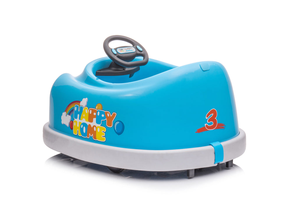 Yeah Depot - Bumper Car for Kids, 12v Dual Drive 1-6 Years Old Children's Electric Car with Pushrod Dinner Plate USB BT Music Rocking Horse Mode Anti-Collision Bumper Ride on Car
