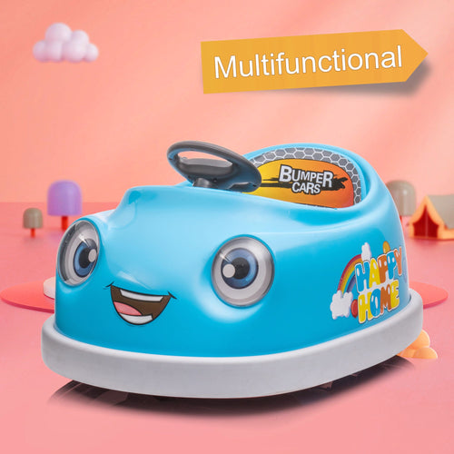 Yeah Depot - Bumper Car for Kids, 12v Dual Drive 1-6 Years Old Children's Electric Car with Pushrod Dinner Plate USB BT Music Rocking Horse Mode Anti-Collision Bumper Ride on Car