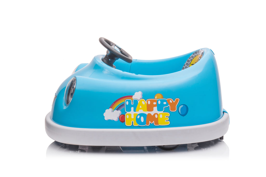 Yeah Depot - Bumper Car for Kids, 12v Dual Drive 1-6 Years Old Children's Electric Car with Pushrod Dinner Plate USB BT Music Rocking Horse Mode Anti-Collision Bumper Ride on Car