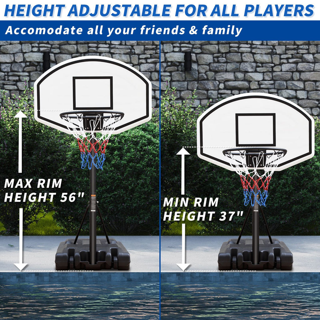 Yeah Depot - Portable Poolside Basketball Hoop Swimming Pool 3.1ft to 4.7ft Height-Adjustable Basketball System Goal Stand for Kids