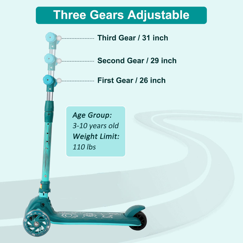 Yeah Depot - Kick Scooter for Kids, Wheel with Brake, Adjustable Height Handlebar, Lightweight, Aged 3-10, Wide Standing Board
