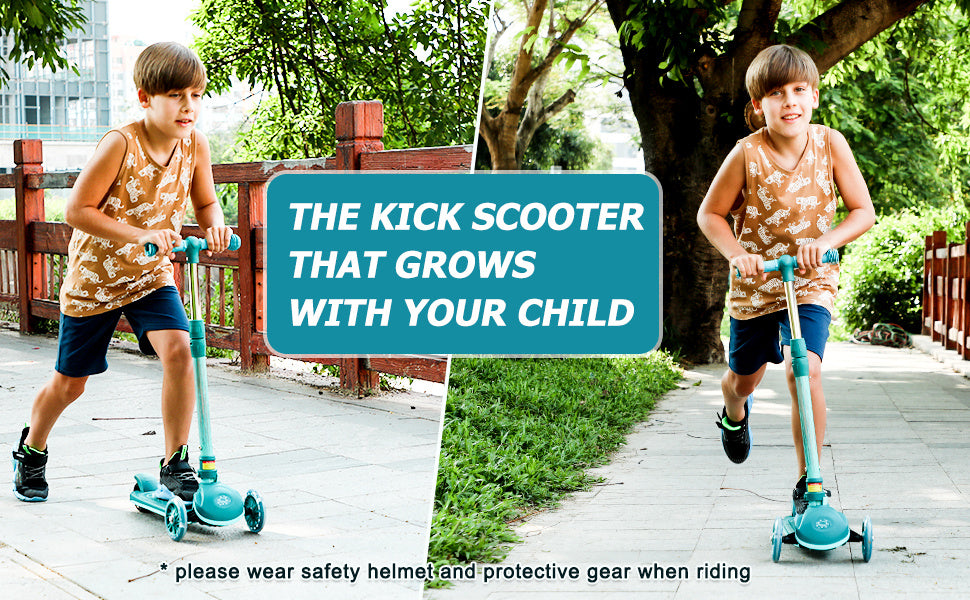 Yeah Depot - Kick Scooter for Kids, Wheel with Brake, Adjustable Height Handlebar, Lightweight, Aged 3-10, Wide Standing Board